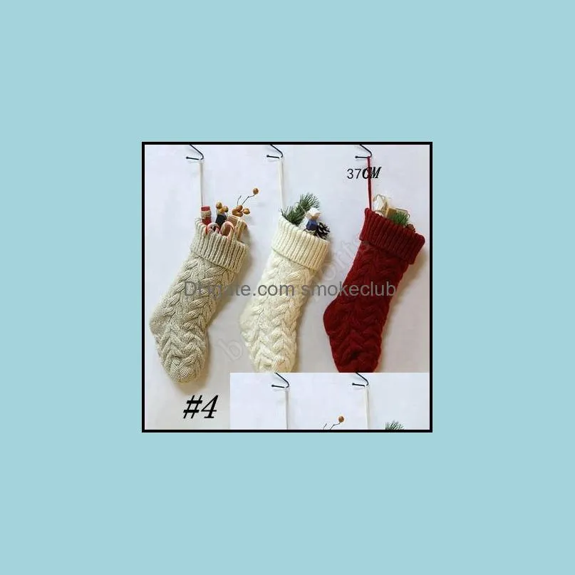 Christmas Decoration Knit Hanging Stocking Candy Bag Gifts Bag Party Holiday Christmas Stocking Festive Supplies 3 Colors ZZA1150