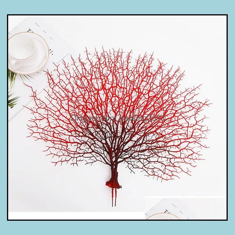 Decorative Flowers & Wreaths 50x45cm Plastic Peacock Coral Branch Artificial Indoor Modern Tree Home Decoration Plants
