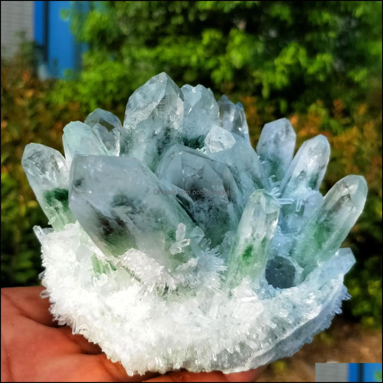 About 200g,300g,400g,500g New Find Green Phantom Quartz Crystal Cluster Mineral Specimen Healing