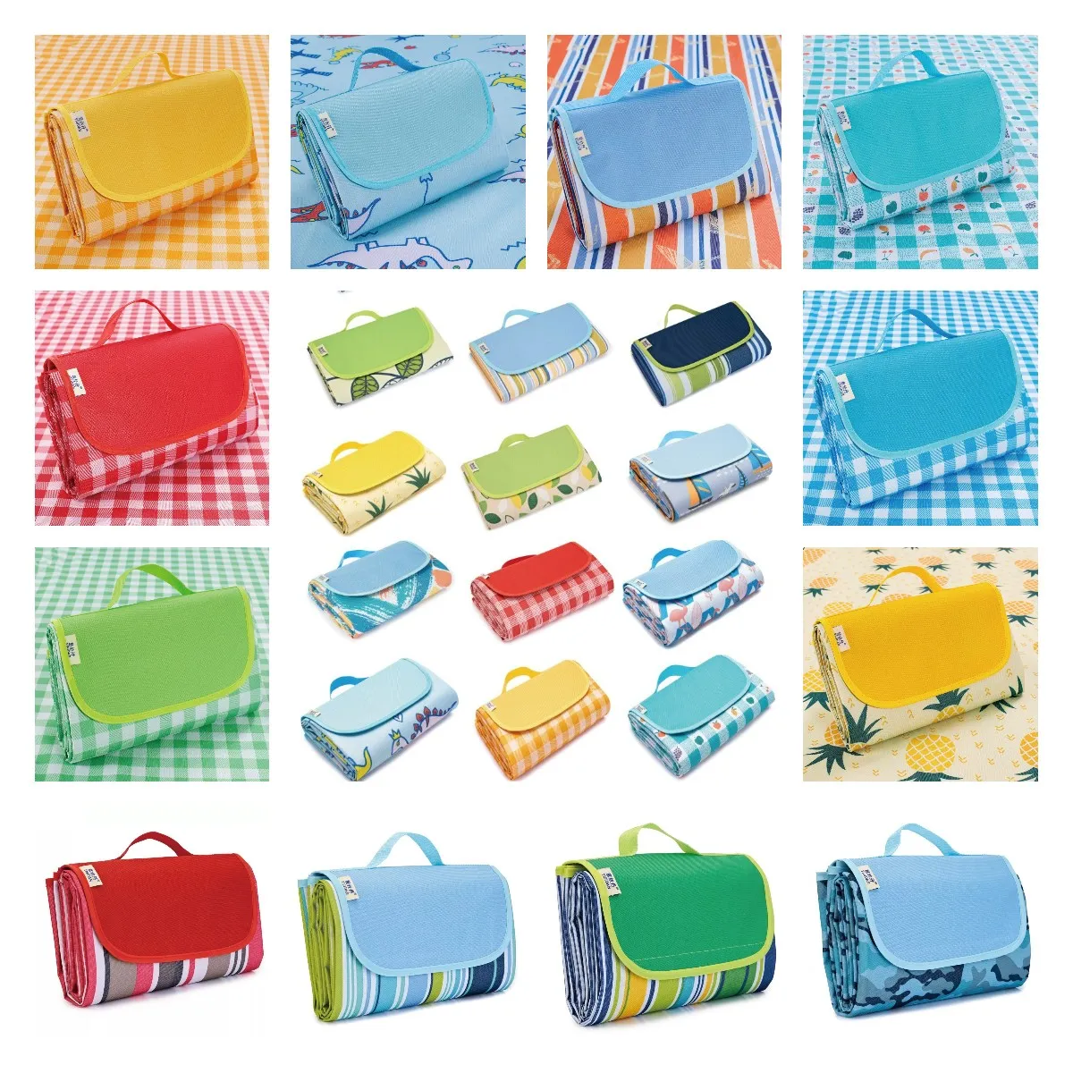 36 colori 145 * 180 cm Tappeti per esterni Sport Picnic Tappetini da campeggio Tappetino pieghevole portatile Tappetini da spiaggia Tessuto Oxford Tappeto per dormire Casual Cartone animato stampato T10I67