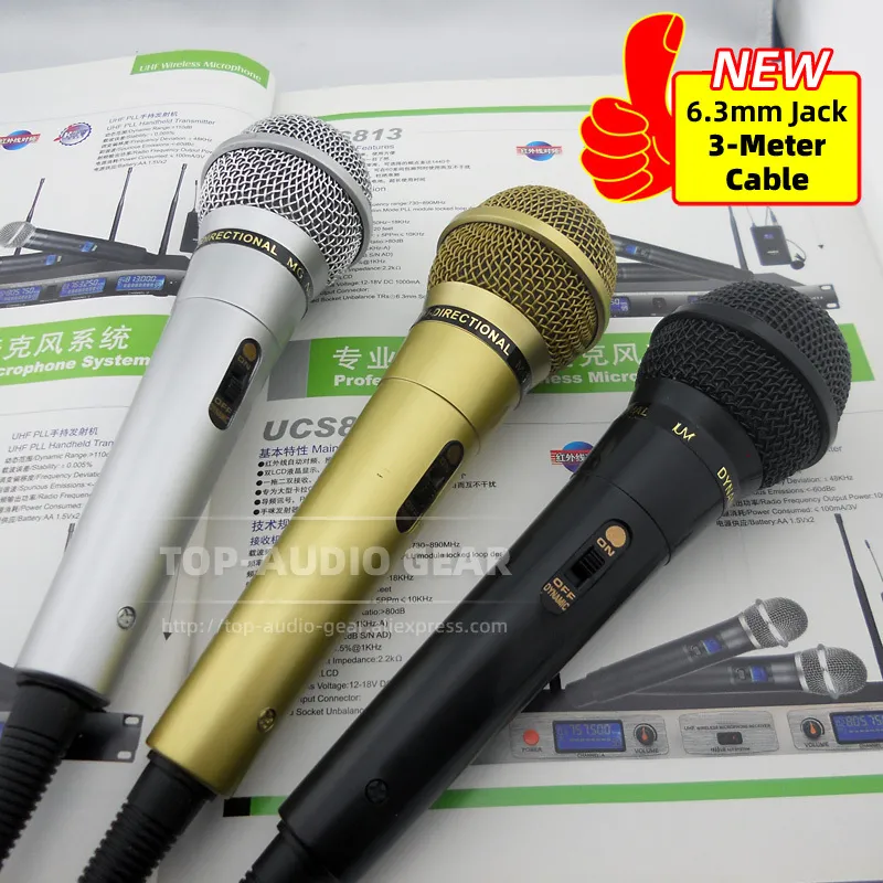 Garantia de 5 anos de alta qualidade Microfone dinâmico Mic Mike KTV KARAOKE Sistema de amplificador de potência PA com cabo de 3 metros