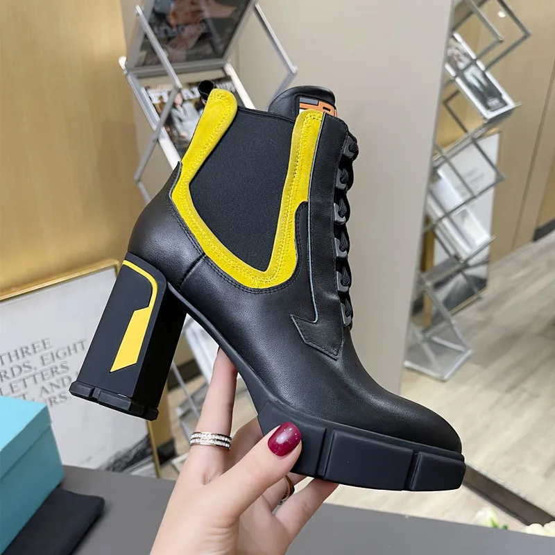 High heel Ankle Boots Famous brand shoes lulu af1 tn 97 Women Designer Martin Desert Boot Flamingos Medal Coarse Non-Slip Winter Shoe 9.5cm Love Arrow Knight size us4-10