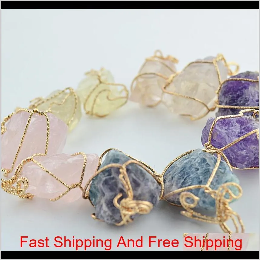 pretty nature stone pendants amethyst rose quartz white crystal lemon crystal fluorite charms stone for necklace