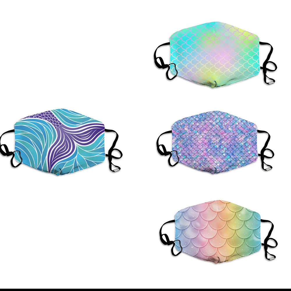 Impression numérique 3D sirène masque de protection adulte masque en tissu de coton peut être inséré filtre