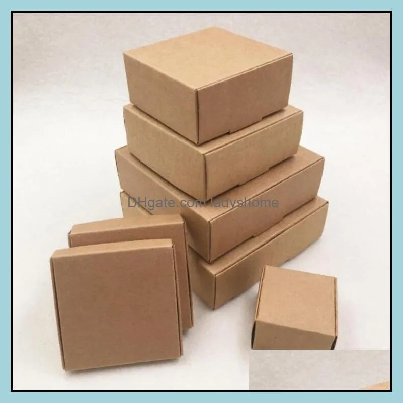 Colourful Kraft Paper Jewelry Boxes Package With Letter Small Gift Box For Handmade Soap Wedding Candy Jelly HWF6564