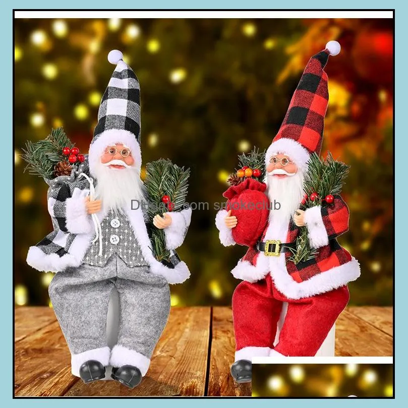 Party Supplies Christmas decorations resin old man ornaments plaid cloth sitting posture