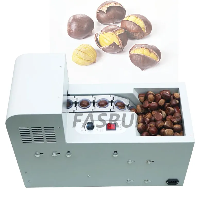 220V Commercial Chestnut Opening Machine Helautomatisk Dubbelkedjeplatta snitt Chestnut Notch Small Electric Cut Equipment