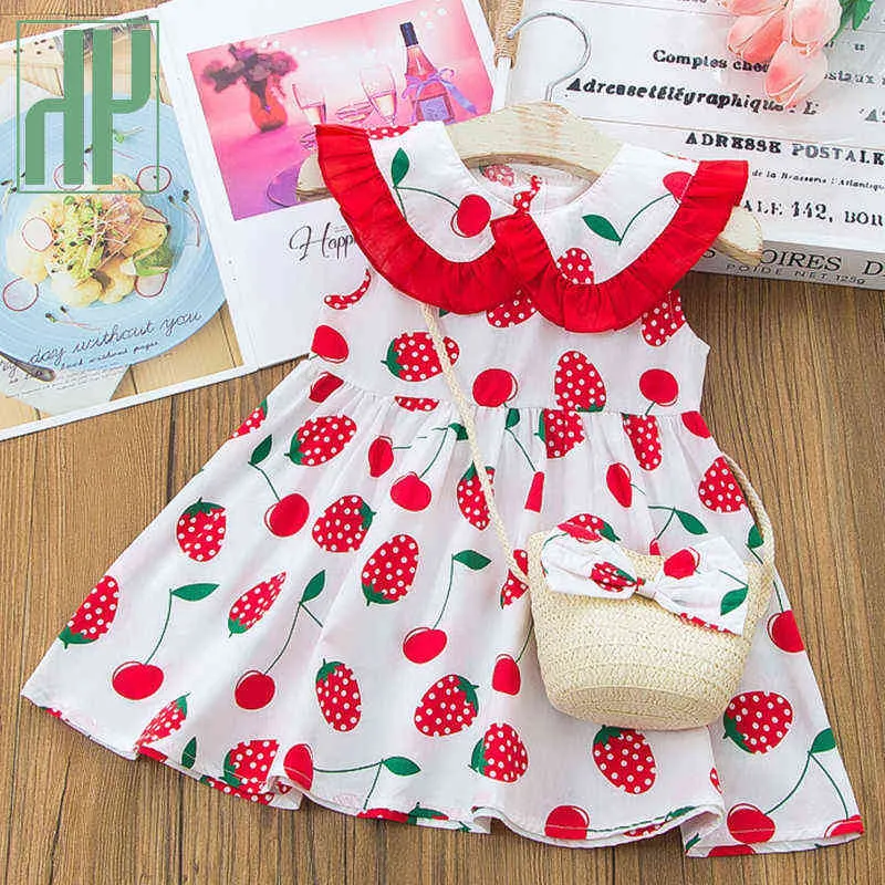 Baby Girl Dress 2021 Lato Dziewczyny Bez Rękawów Kwiat Drukuj Dresses Dzieci Princess Dress Dress Party Cute Sukienki Ubrania Q0716