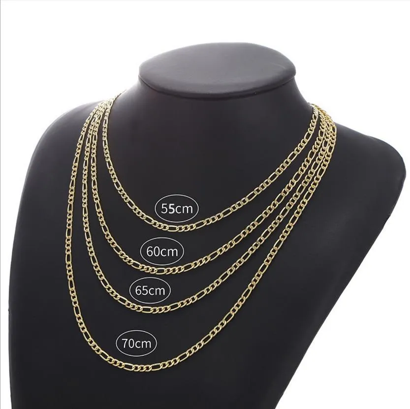 Popular men's personality fashion 18K gold necklace Cuba chain simple all-match Figaro necklace