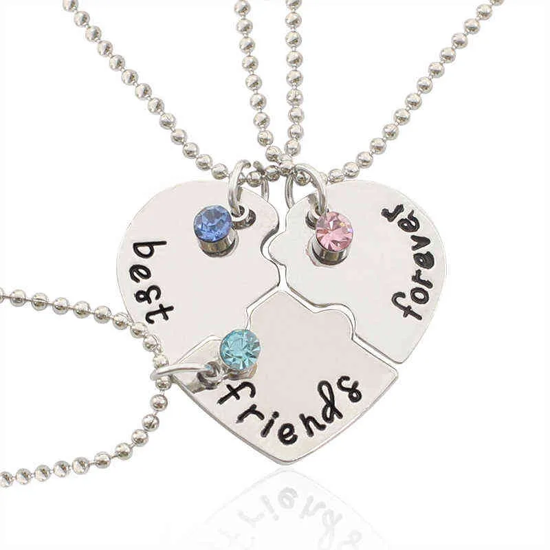 Coréen à la mode femmes collier chaîne 3 pièces ensemble meilleur ami amitié pendentif Bff correspondant collier bijoux G1206