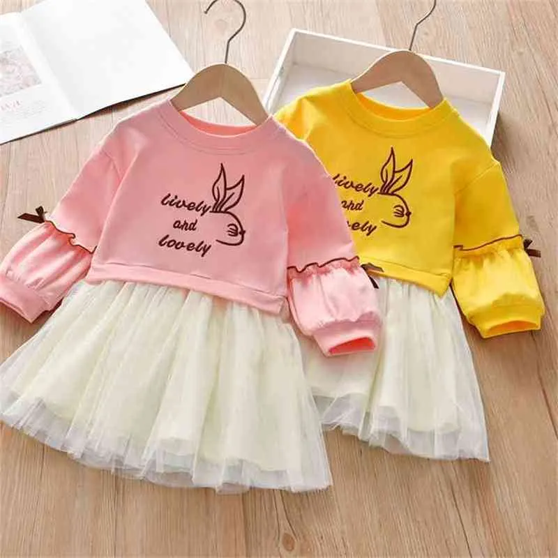 Girls 'Dresses for Spring Children's Korean Style Western-Style Net garn kjol p4517 210622