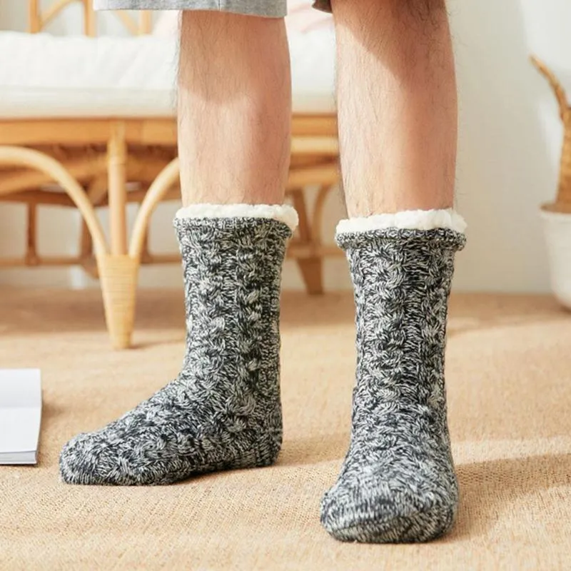 Winter Mens Indoor Floor Mens Fuzzy Socks Thick, Warm, Cotton Lined Fleece  Carpet Non Slip, Thermal Fluffy 2021 Edition Q9J5 From Lonandon, $13.14