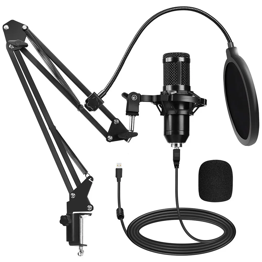 192kHz / 24bit USB-mikrofon för dator PC med justerbar saxarmstativ Shock Mount Condenser Gaming Mic för YouTube