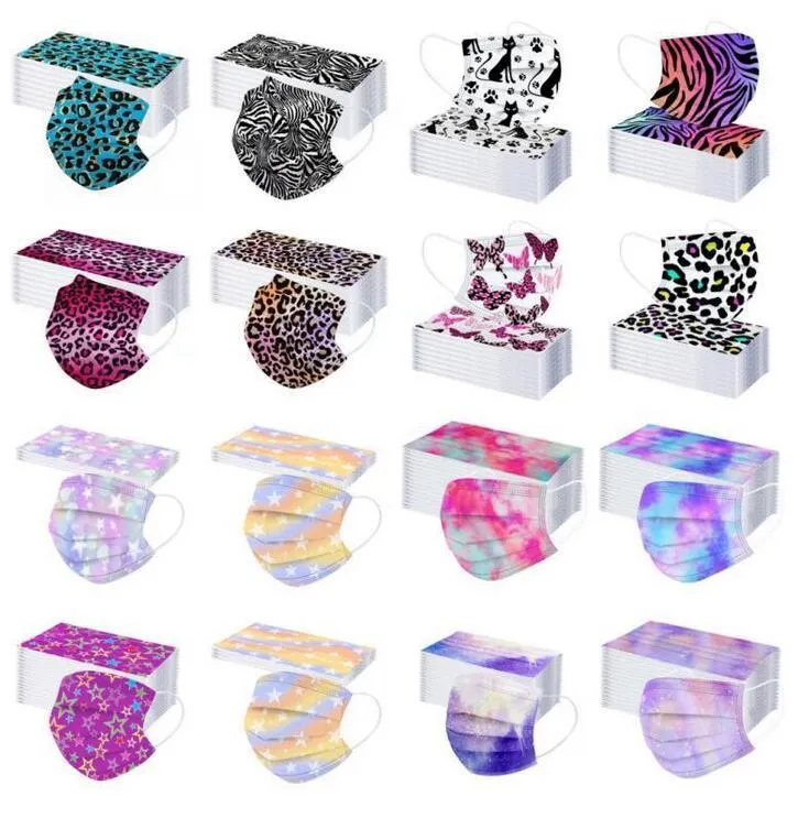 Leopard Print 3 Ply Disposable Masks 95 Filtration, Dustproof