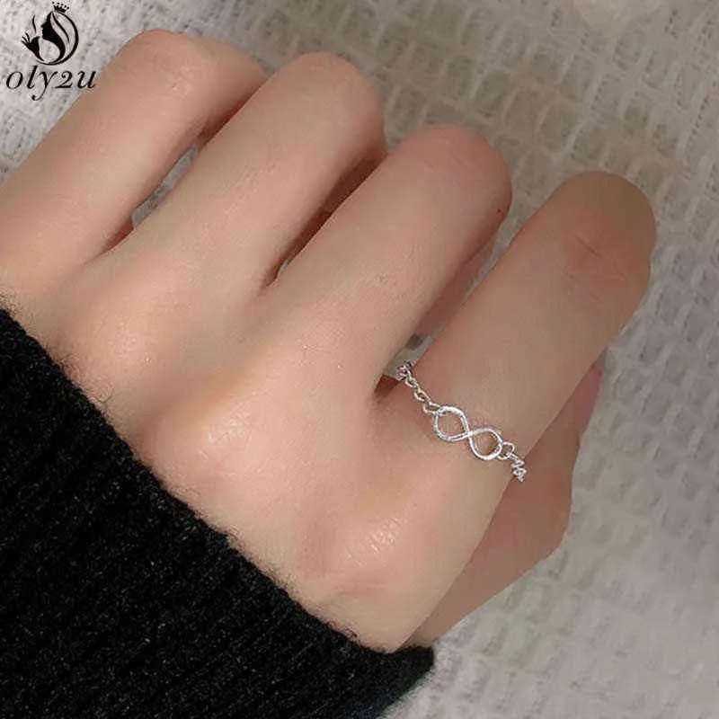 Anillos de cadena de dedo infinito de moda para mujeres Conjunto de anillos Borla 8 Forma de letra Anillo de damas Símbolo de amor sin fin Joyería de boda G1125