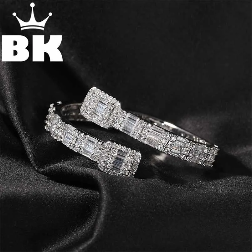 Bracelets Link THE BLING KING CZ Custom Opened Square Zircon Baguette Iced Out Adjustable Bracelet For Men Luxury Drop 220121