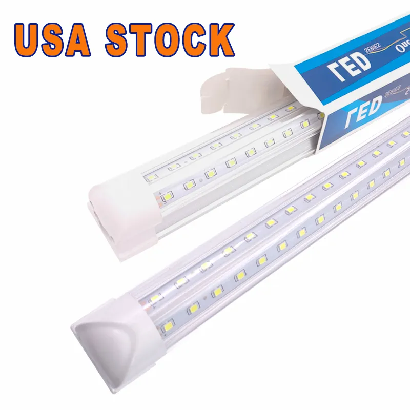 V-vormige LED-buizen Licht 4FT 5FT 8FT TUBE 72W 144W Dubbele Sides Bollen Winkelverlichting T8 Lights Tubess 6000K 85-265V Dag Shops Lights