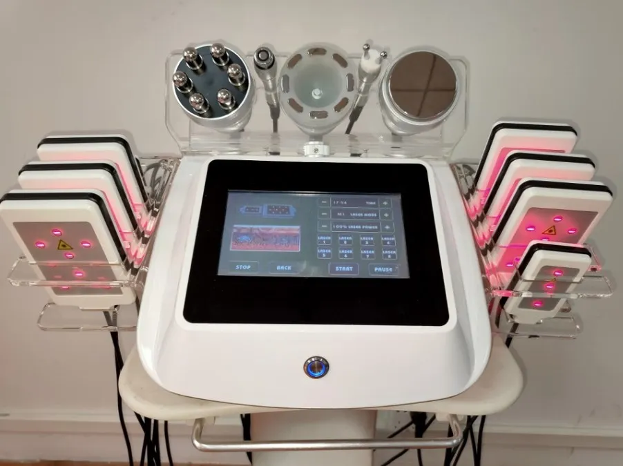 6-in-1-Salon-Spa-Dioden-Lipo-Laser zum Abnehmen, HF-Kavitations-Hautstraffung, Vakuum-Kavitations-System