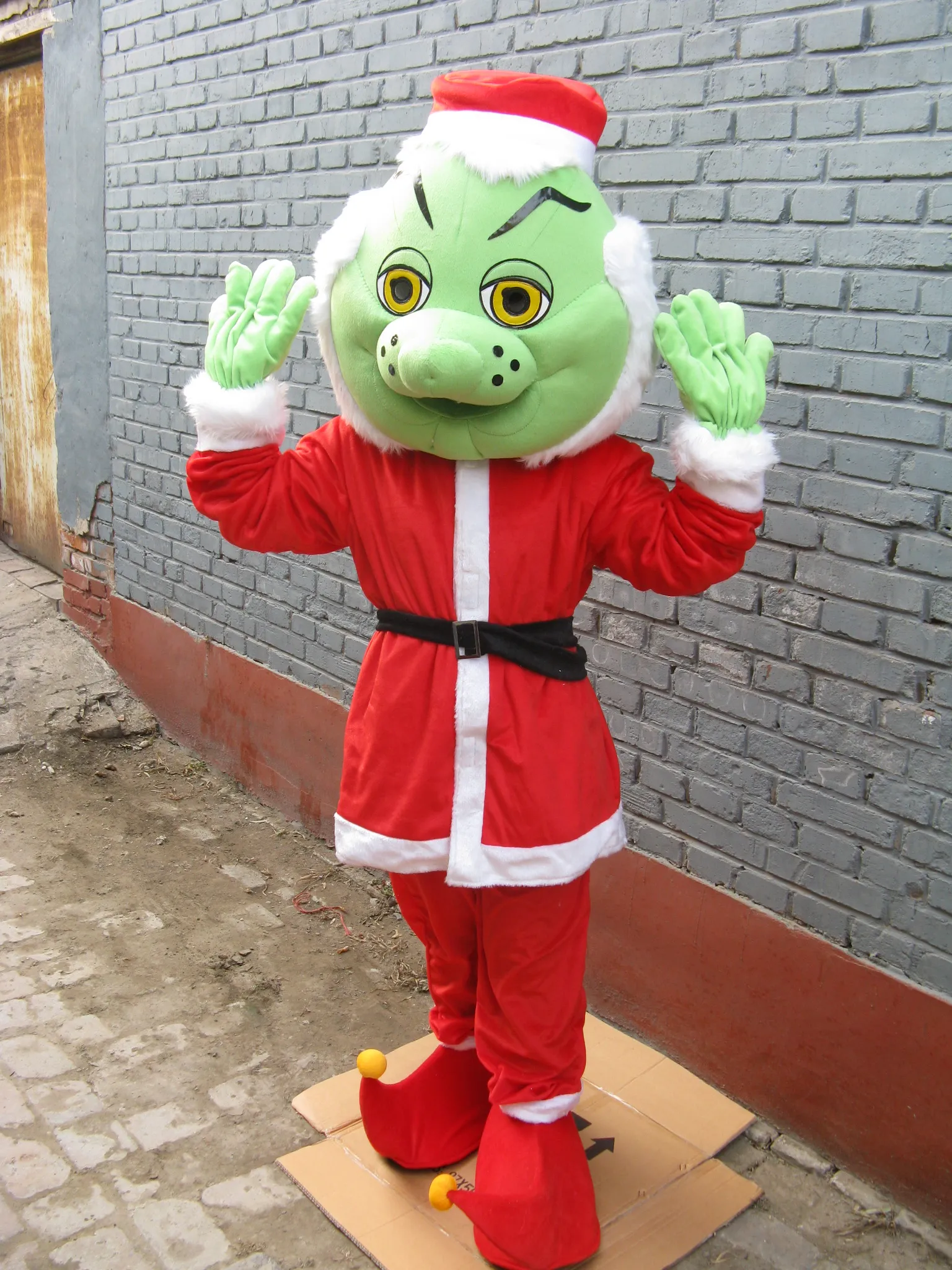 Grinch Mascot Costumeクリスマスオタクマウスマスコットコスチューム送料無料Real Picturesデラックスパーティーマウス、工場サポートのカスタマイズ