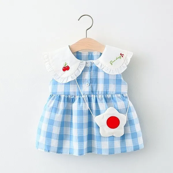 2021 Nyfödda barnflickor Klädsel för 1 år Baby Girl Plaid Dresses Infant Clothes Princess Födelsedagskläder Outfits Q0716