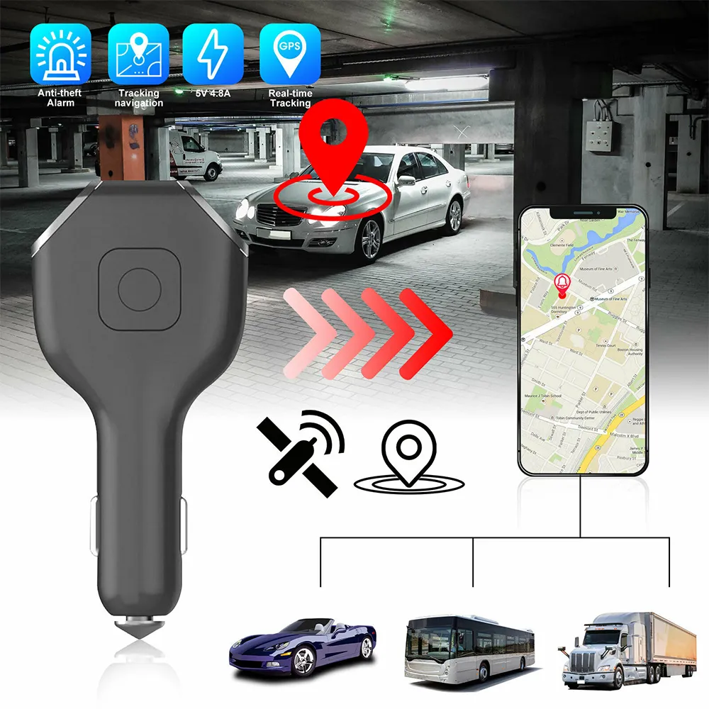 Dual Sigaret Lighterusb Charger GSM Real Time Voertuig Tracking Anti-Diefstal Apparaat Auto GPS Tracker met Live Audio App-controle