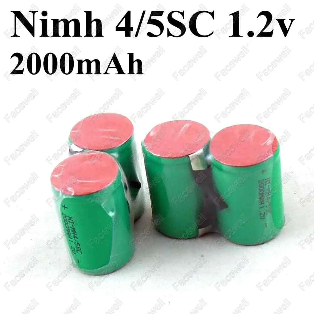 12pcs Sub C 2000mAh 4/5 SC 1.2V Ni-MH NIMH Bateria recarregável Bateria 14.4V 5C Descarga não Ni-CD 4/5