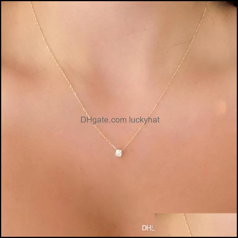 Shiny Zircon Invisible Transparent thin Line Simple choker Necklace women Jewelry collana Kolye Bijoux Collares collier