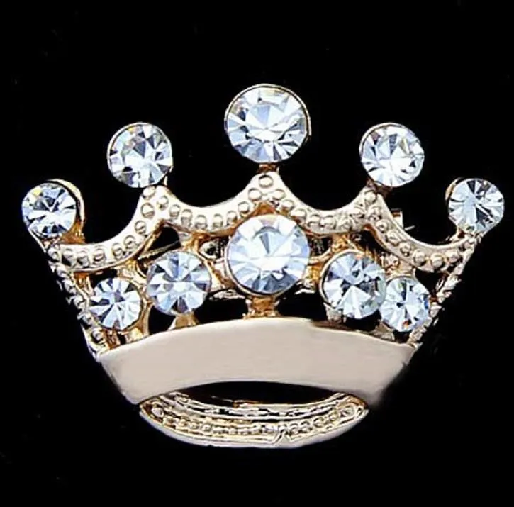 Pins Drop Delivery 2021 Fashion Clear Crystal Crown Brooch Man Women Rhinestone Diamante Pins Wedding Jewelry Brooches