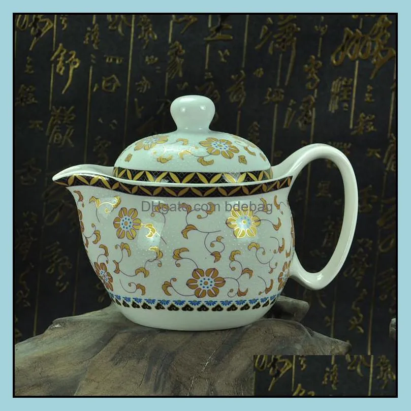 Chinese Kung Fu Porcelain Teapot with Infuser Handmade Dragon Flower Puer Tea Pot 350ml Ceramic Samovar Kungfu Teaware