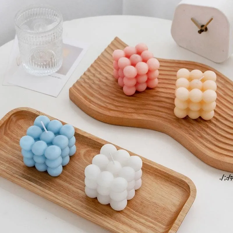 버블 캔들 큐브 간장 왁스 귀여운 향기로운 촛불 아로마 테라피 작은 편안한 생일 선물 홈 장식 DWD11938