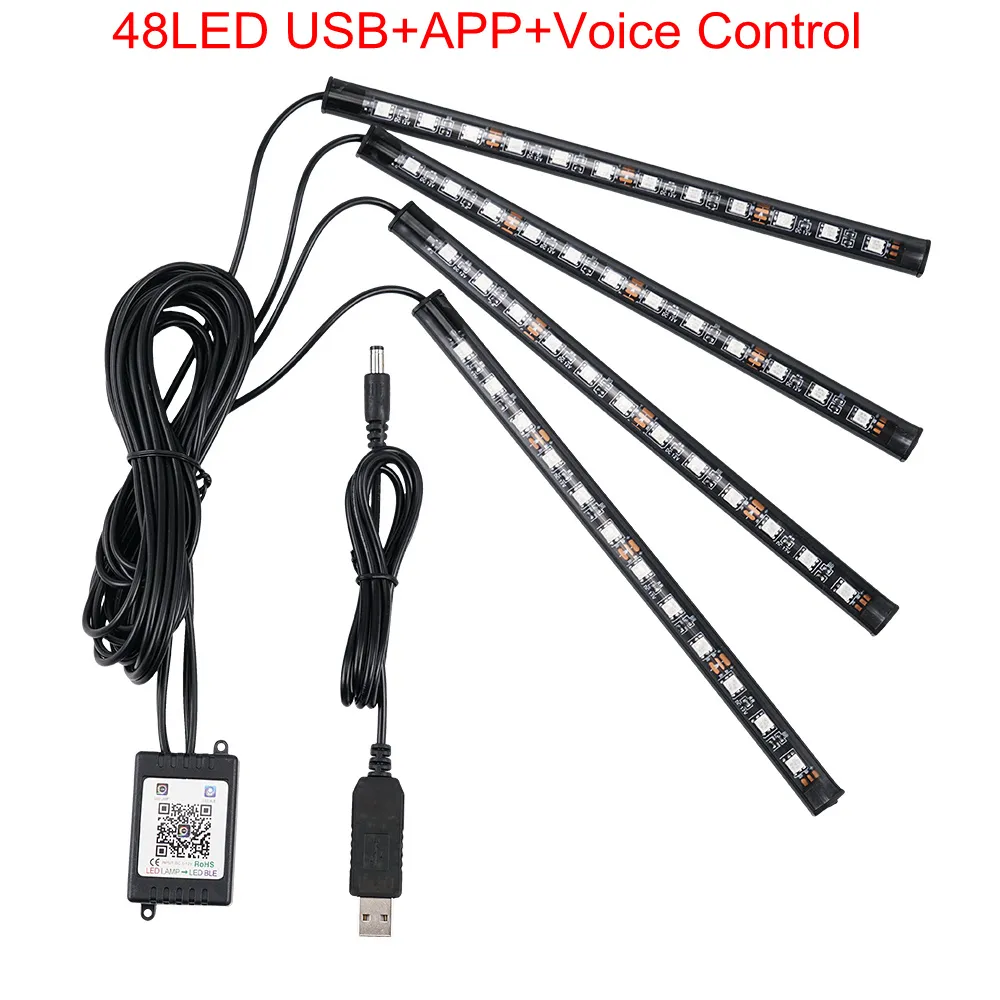 Auto LED Streifen Lichter 364872 Umgebungs RGB LED Leuchten USB