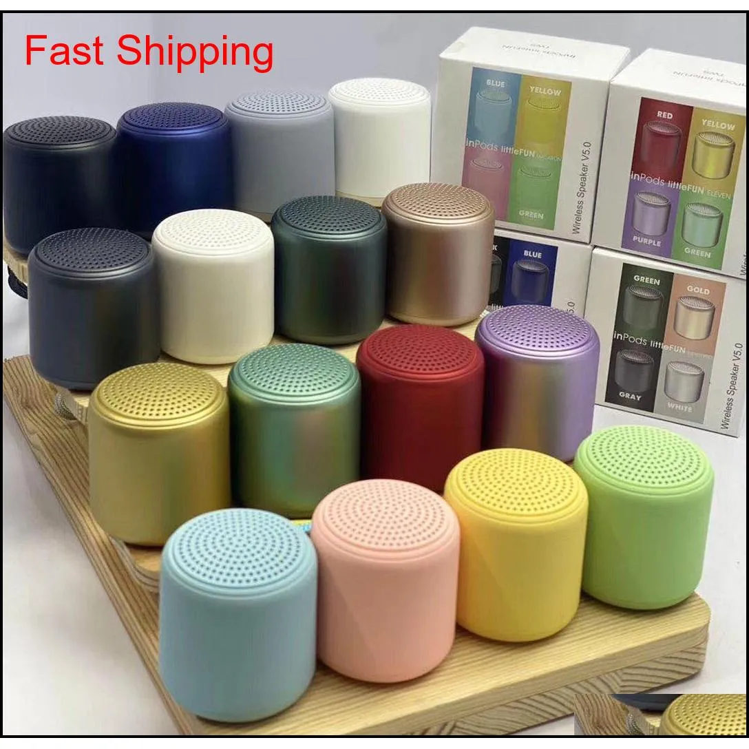 inpods little fun mini portable wireless bluetooth speakers stereo sound dual pairing bt5.0 tws outdoor mp3 player column macaron