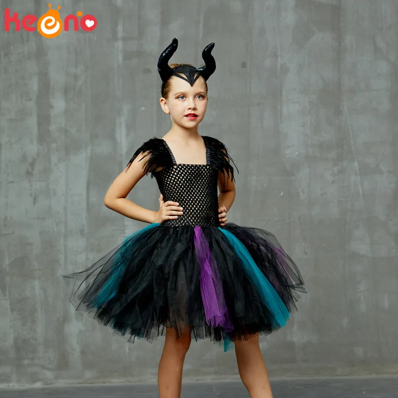 Ragazze Malefica Regina Cattiva Costume Halloween Cosplay Strega