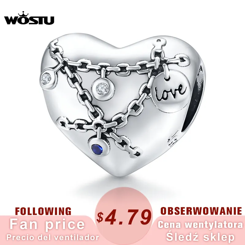 WOSTU Heart Lock Beads 100% 925 Sterling Silver Love Lock Charm fit Original Charms Bracelet DIY Fabrication de bijoux CQC1538 Q0531