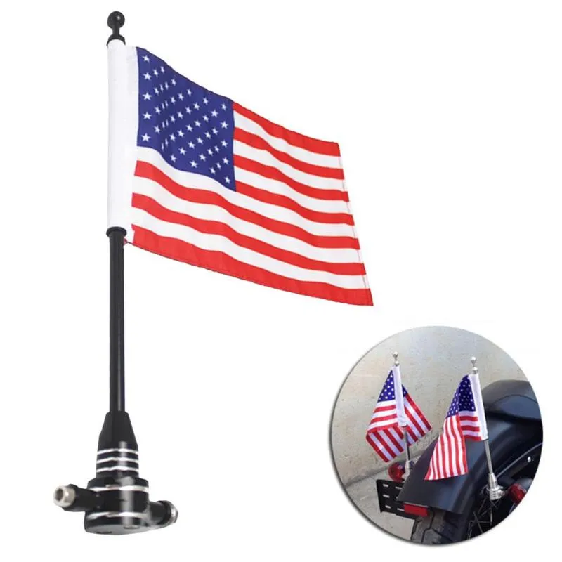 Interior Decorations Aluminum Alloy Motorbike USA American Flag Luggage Rack Rear Side Mount Pole Adjustable Riding Decoration Touring