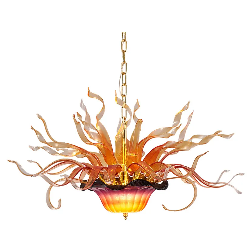 Lamps Light Fixture Designer LED Lights Hand Blown Glass Chandelier Lighting Kitchen Dining Room Hanging Flame Lamp 32 by 20 Inches