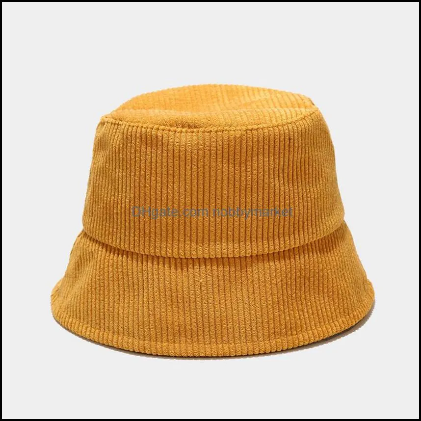 Corduroy 5 Solid Colors Simple Bucket Cap Corded Velveteen Couples Fisherman Tide Hat Spring Fall Winter Outdoor Sun by sea LLA569