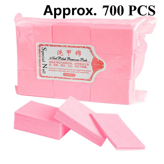 600 stks / zak Nagellak Remover Wipes Reiniging Lint Gratis Papieren Pad Soak Off Remover Manicure Tool