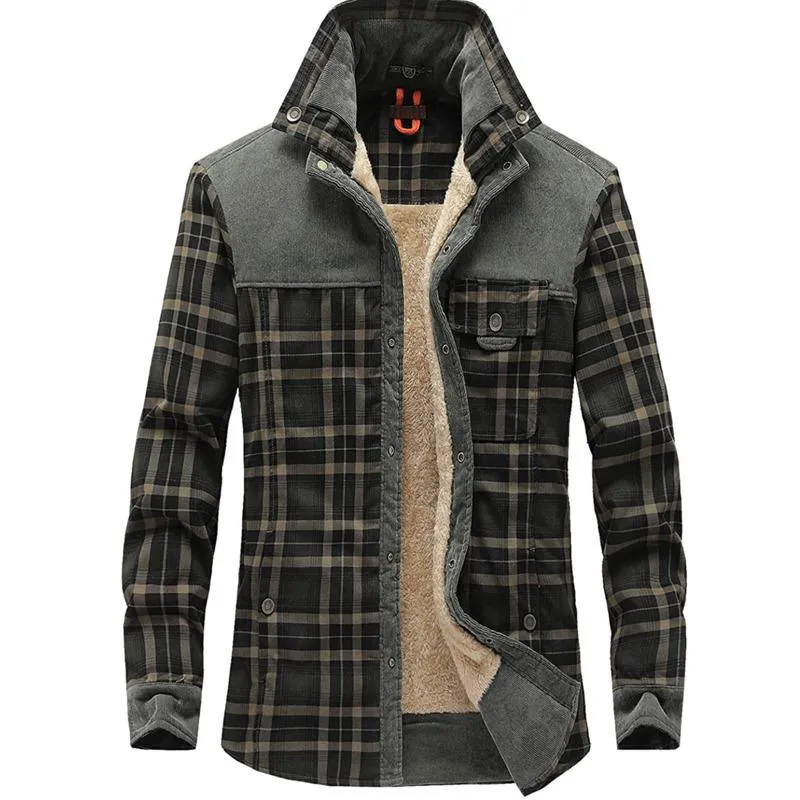 Hommes chemises décontractées mode extérieur Vintage Sherpa doublé à manches longues boutonné flanelle chemise à carreaux vestes manteaux pour homme