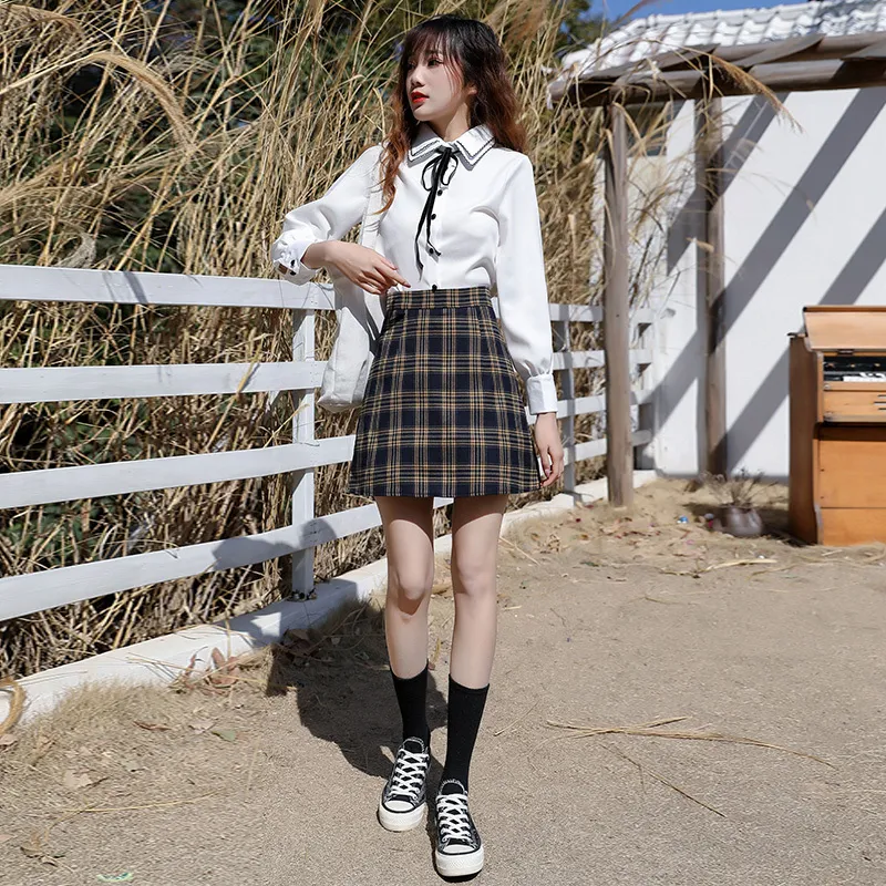 Women's High Waist Plaid A Line Mini Skirt, 30 Waist, Above Knee