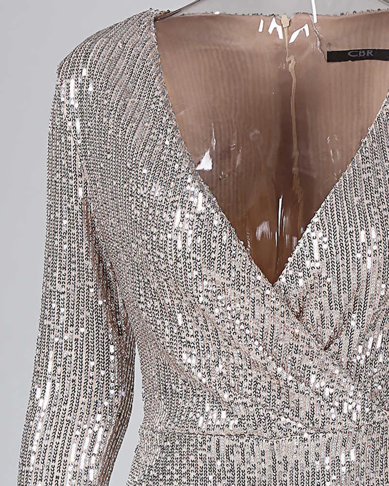 surplice wrap ruched sequins bodycon dress Sequin Ruched Bodycon Mini Dress