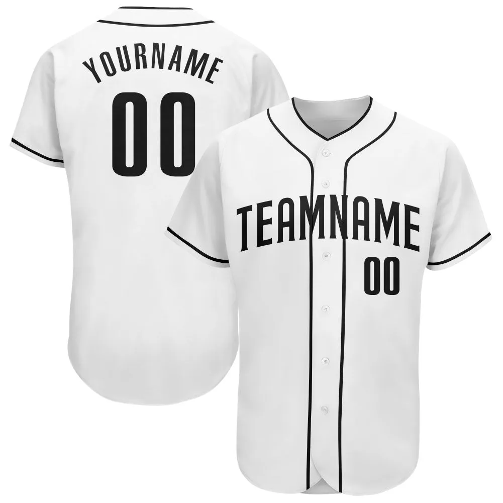 Bianco personalizzato Black-79879 Authentic Baseball Jersey