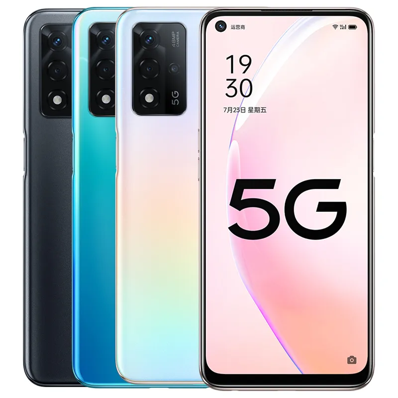 Original Oppo A93S 5G Mobiltelefon 8GB RAM 128GB 256GB ROM MTK dimension 700 OCTA Core Android 6,5 tums fullskärm 48.0mp OTG Face ID Fingerprint 5000mAh Smart Cell Phone