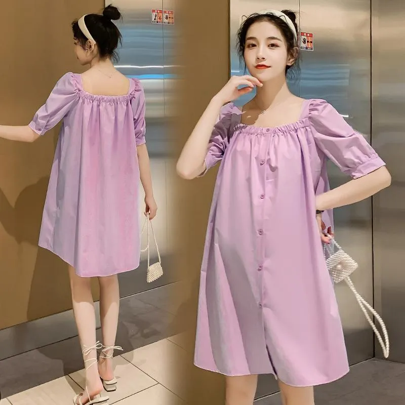 マタニティドレス夏の大規模なサイズのルーズコットンドレス妊婦のための甘い韓国のファッション服妊娠ブラウストップ
