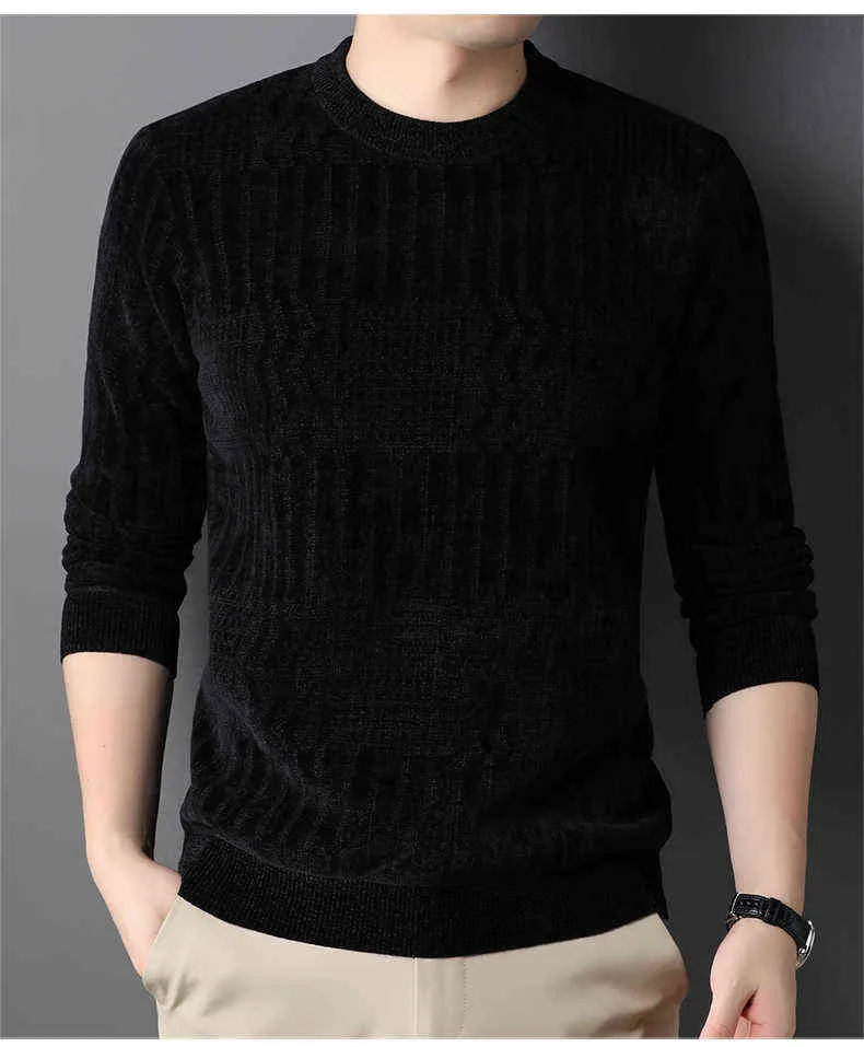 Vintage Striped Knitted Sweater For Men Thick Fleece Winter Grey ...