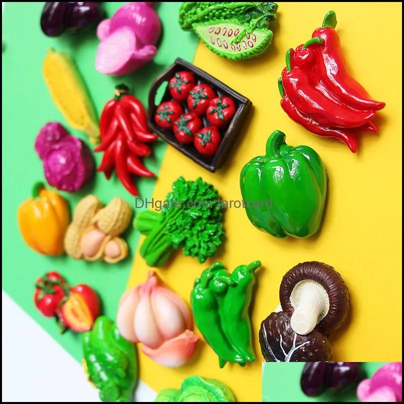 3D Simulation Vegetable Fruit Fridge Magnets Message Post Pepper Mushroom Magnet Decoration Tomato Onion Refrigerator Stickers