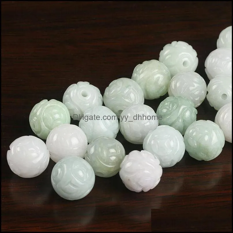 15PCS Natural Grade A Jade (Jadeite) Carved Beads / Size: 13.5mm L (Wholesale)