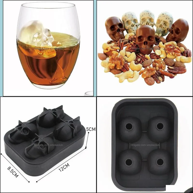 New Fashion Silicone Bones Skull Ice Cube Mold Kitchen Chocolate Tray Silicone Cake Candy Mold Cooking Tools Top Quality Free Ship