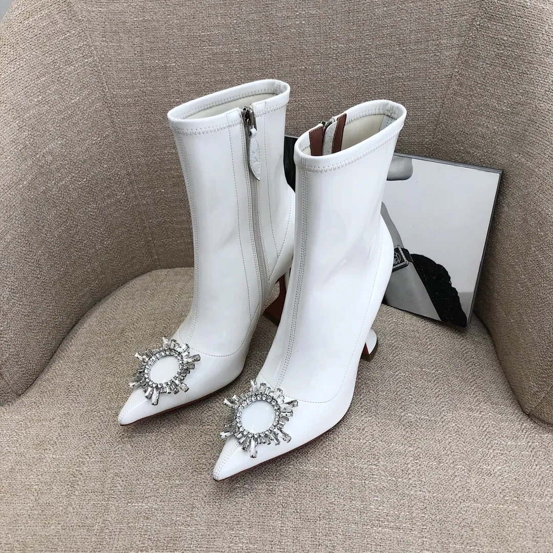 Amina muaddi white best sale boots
