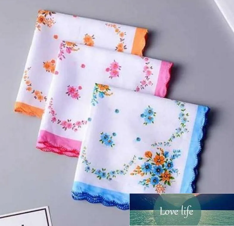Fazzoletto da donna 100% cotone floreale Hankie fazzoletti ricamati a fiori colorati asciugamani da tasca da donna bomboniera festa di nozze dff1857